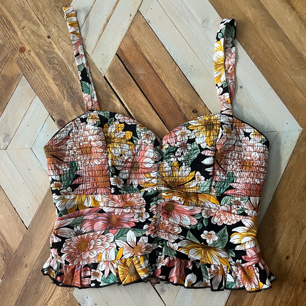 Floral Print BOG Collective Crop Top Size Medium